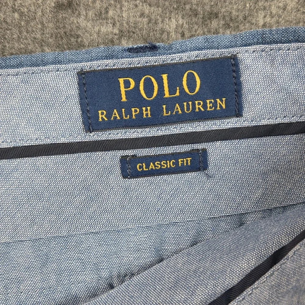Polo Ralph Lauren 100% Linen Shorts Men 37 Classic Fit Indigo Blue 9 Inseam